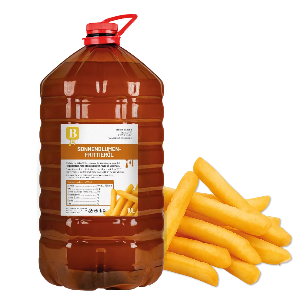 Eine Flasche Sonnenblumen-Frittieröl